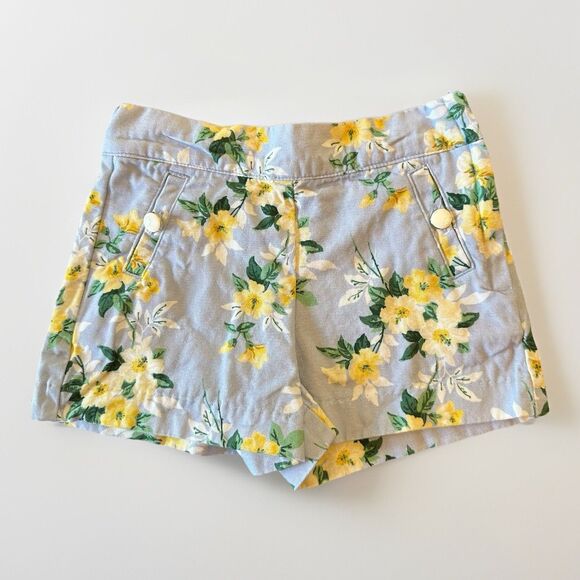 Janie and Jack Girl Blue Floral The Daffodil Shorts Size 4 Yellow White Size Zip - Picture 1 of 7